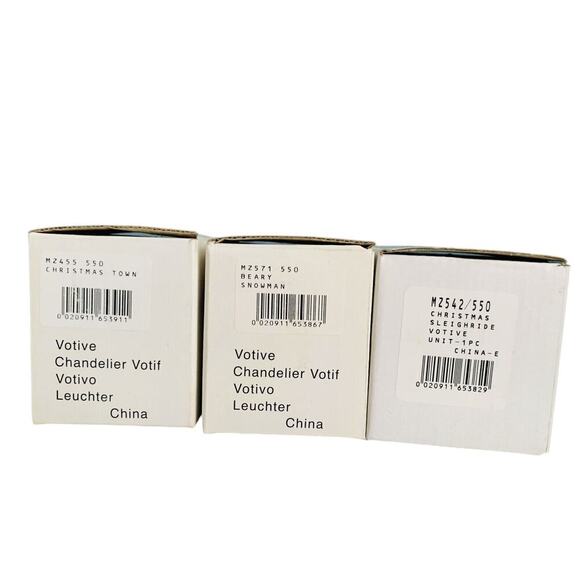 (3) Vintage Votives Studio Nova Candleholders Christmas Town Snowman New NIB - Picture 9 of 11